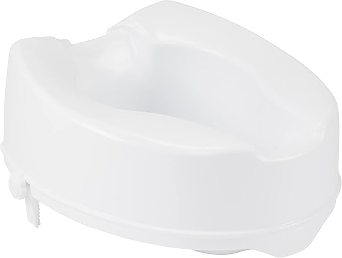 Drive Medical Premium Raised Toilet Seat, Standard Seat, White | 12066 Premium Raised Toilet Seat Adds Extra Height and Comfort to Any Standard Toilet Bowl Setup at Home