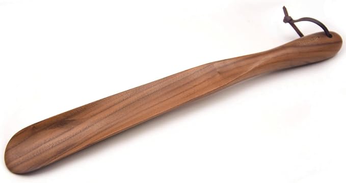 Bamber Wooden Shoe Horn Wood Shoehorn with Handle for Seniors Women Men Kids, 17.7'' Long, Black Walnut