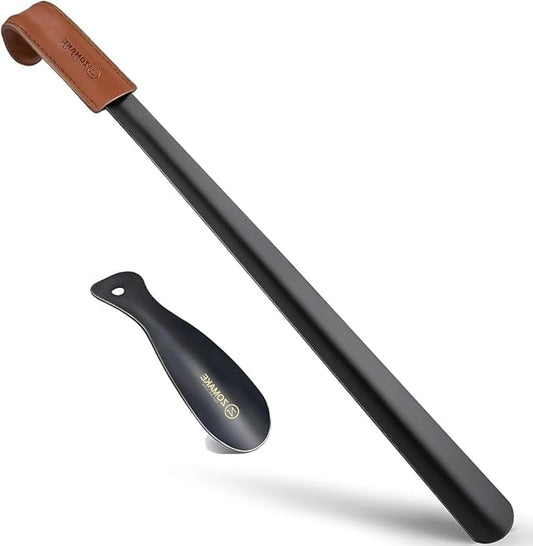 ZOMAKE Long Shoe Horn for Seniors Men,Metal Shoehorn Long handle for Boots, 22.8'' Shoe Spoon Helper
