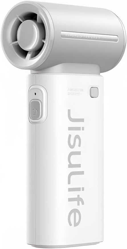 JISULIFE Portable Handheld Fan Life9, Turbo Airflow, Up to 12H Runtime | 5 Speeds, 3600mAh, Mini Pocket Design, Personal Fan for Travel, Concerts, Makeup, Trendy Gifts for Women Men -Grey