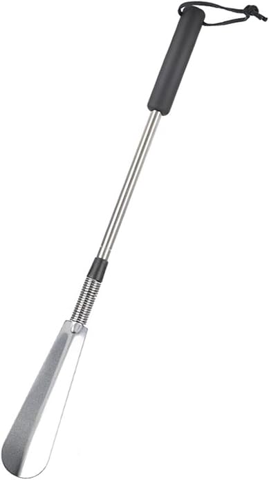 Shoehorn Aid with Long Handle Stainless Steel Spring Telescopic Shoe Horn Shoe Lifter for Elderly People,Pregnant woman and Move Inconvenient person