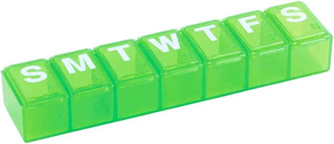 EZY DOSE Weekly (7-Day) Pill Organizer, Daily Vitamin Planner, Medicine Container, Case for Supplements and Fish Oils, Medium Compartments, Colors May Vary