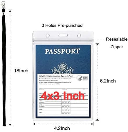 Extra Large Passport Holders with Lanyards- Water and Tear Resistant Badge Holders Suitable for Travel Used (10Pack Black Lanyards)