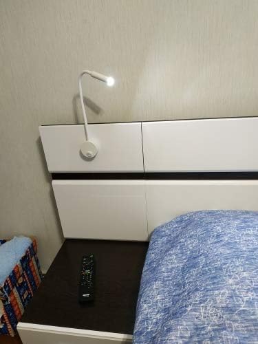 White Reading Lamps LED Wall Mounted Study Reading Light for Bed Headboard Gooseneck US Plug Corded-Electric Sconce Lamp Spot LED AC85-265V (6000K White)