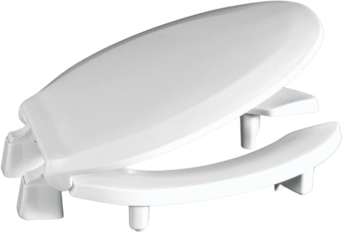 Centoco 3 inch Raised Toilet Seat for Seniors, Elongated, Open Front, White | With Cover, Plastic, Made in the USA, 3L820STS-001