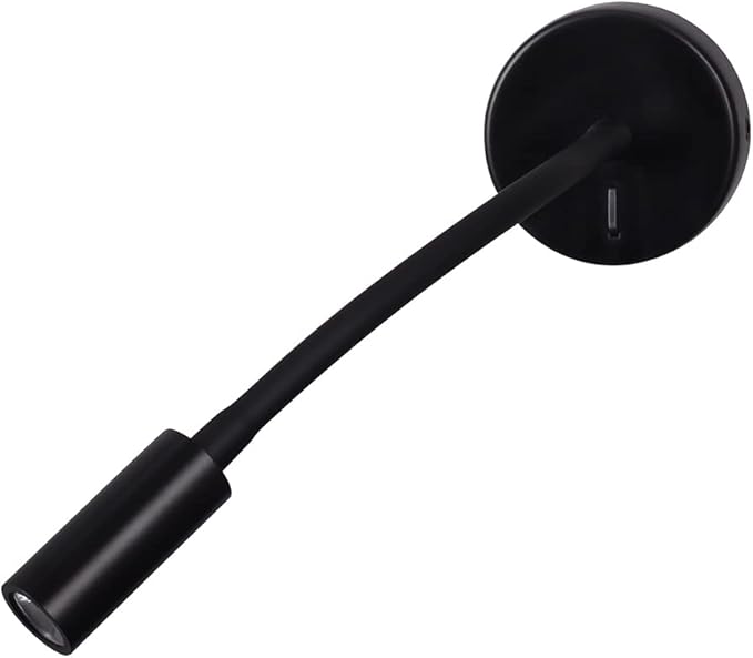 Wall Mounted Reading Lamp LED 3W Warm White 3000K Hardwired for Reading Matt Black(Black Hard-Wired 2PCS)