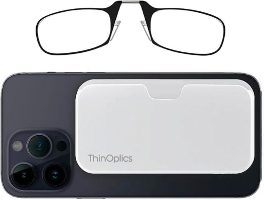 Always With You by ThinOptics Classic Reading Glasses + Case that Sticks to Your Phone - Ultra-Thin Armless Pocket Readers