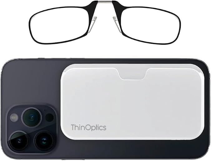 Always With You by ThinOptics Classic Reading Glasses + Case that Sticks to Your Phone - Ultra-Thin Armless Pocket Readers