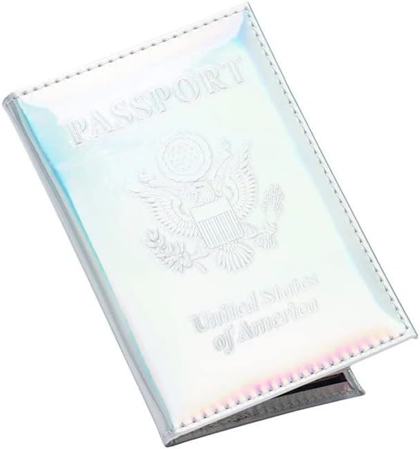 Chrome Passport Cover Vaccine Card Holder Combo, Passport Holder with Vaccine Card Slot (Silver)