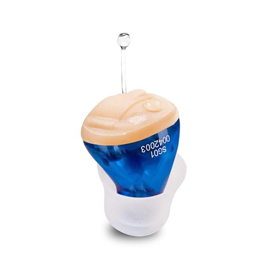 Hearing Aids, Hearing Amplifier Ear Amplifier for Adults Noise Cancellation | CIC Hearing Aid Sound Enhancer for Seniors (Blue, Left)