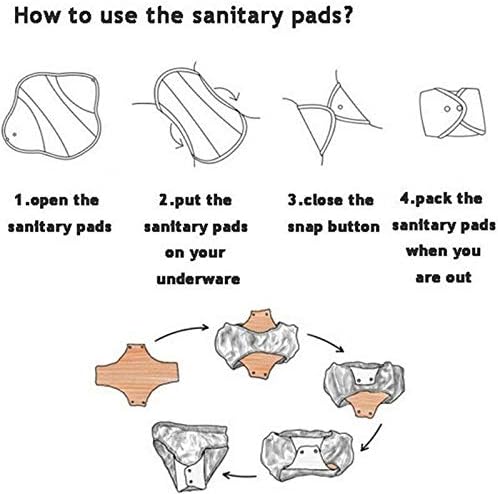 6pcs Resuable Incontinence Pads Resuable Waterproof Resuable Menstrual Pad Sets Including 5Pcs Heavy Flow Menstrual Pads Mama Cloth Sanitary Napkins + 1Pc Mini Wet Bag