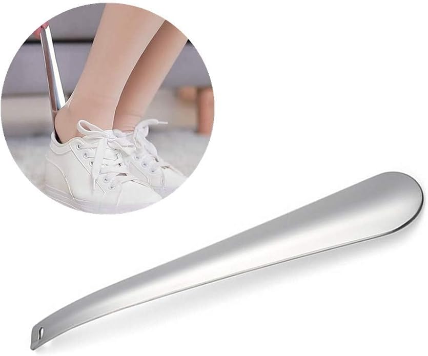 Ebonee 12 Inch Long Metal Shoe Horn for Seniors, 12" Heavy Duty Shoe Helper Stick, Stainless Steel Shoehorn for Men Women