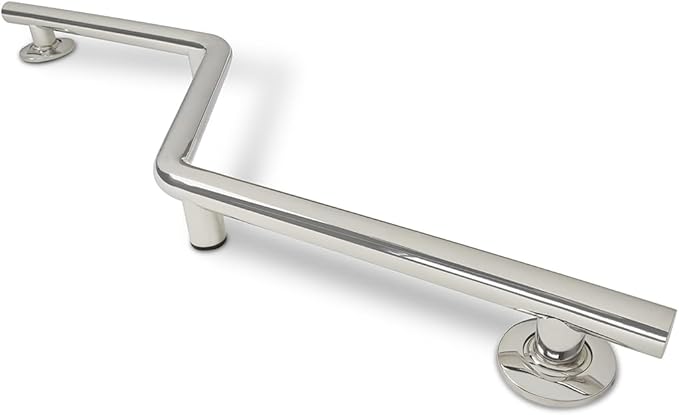 Seachrome Bathroom Grab Bar, 38 inch Stainless Steel, Right Handed Zuma Bar, 1 1/4 inch Diameter, Handicap Grab Bar, Safety Rail, Polished Stainless (Model: GWR-3638-QCR-PS)