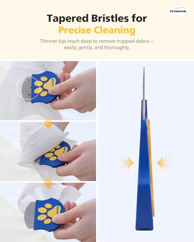 PETHROOM Professional Eye Comb for Pets | Stainless Steel Tear Stain Remover for Cats & Dogs | Gentle Round-Head Grooming Tool | Compact & Portable for Eye Gunk Removal (Pack of 2)