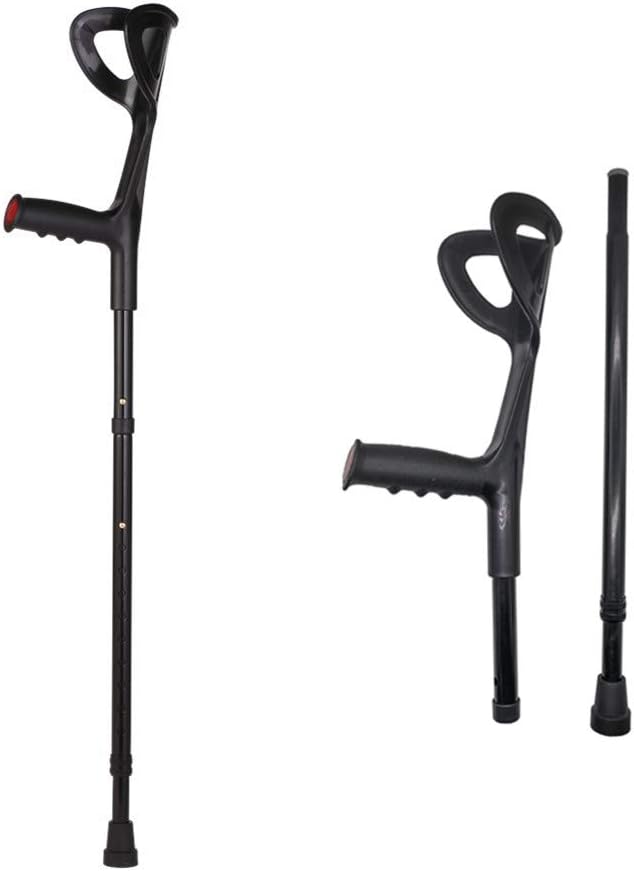 Lightweight Foldable Forearm Crutch, Aluminum Walking Stick,Height Adjustable, Ergonomic Handle with Comfortable Grip 2ZG-02BM (Black)