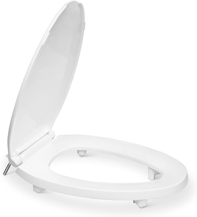 Centoco 2 inch Raised Toilet Seat for Seniors, Elongated, USA, White | Closed Front, Cover, Plastic, Made in the USA, HL800STS-001