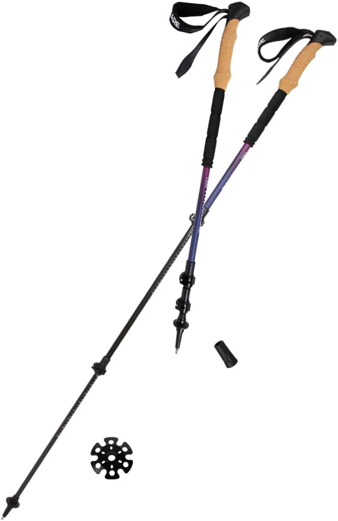 Collapsible Lightweight Trekking Poles – Walking Sticks for Seniors, Cork Grips Adjustable Carbon Fibre Nordic Poles for Men, Women, Hiking Ultralight for Backpacking or Camping –Carbon Pro
