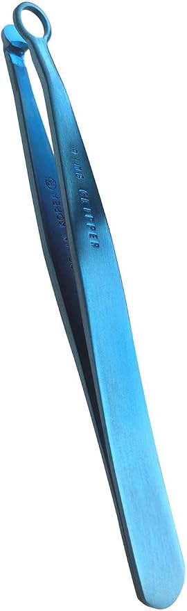 rinocos [Premium Hand-Made] Nose Hair Clippers for Men - Nasal Clippers, Nose Hair Trimmer, 304 Surgical-Grade Stainless Steel, Eyebrow Trimmer, Third-Generation Craftmanship (Aqua Blue)