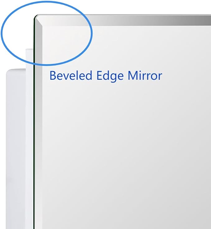 Plastic Medicine Mirror Cabinet for Bathroom 18 x 28 inch, Surface and Recessed Mount