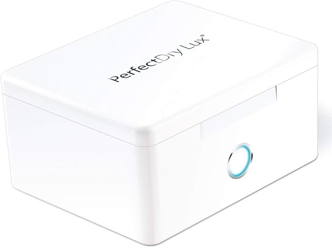 PerfectDry LUX | World's Fastest Hearing Aid Dryer, Dehumidifier Accessory | UV-C Ultraviolet Light Box Kit | Removes Sweat & Moisture from Hearing Aids, Wireless Earbuds, Ear Amplifiers