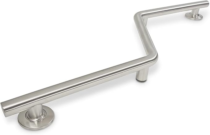 Seachrome Bathroom Grab Bar, 38 inch Stainless Steel, Left Handed Zuma Bar, 1 1/4 inch Diameter, Handicap Grab Bar, Safety Rail, Satin Stainless (GWL-3638-QCR-SS)