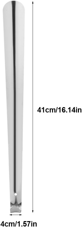 Stainless Steel Shoe Horn Shiny Silver Metal Shoehorn with Comfort Grip Shoe Horn Long Handle Extra Long Shoe Horn for Seniors Elderly 41x4cm