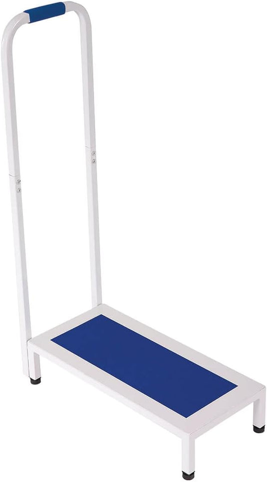 Support Step Stool with Handle, 21.25” L x 9.75” W x 34.25” H with 5” Step Height – Durable Steel Construction with Rubber Feet, Non-Slip Textured Step Platform for Seniors