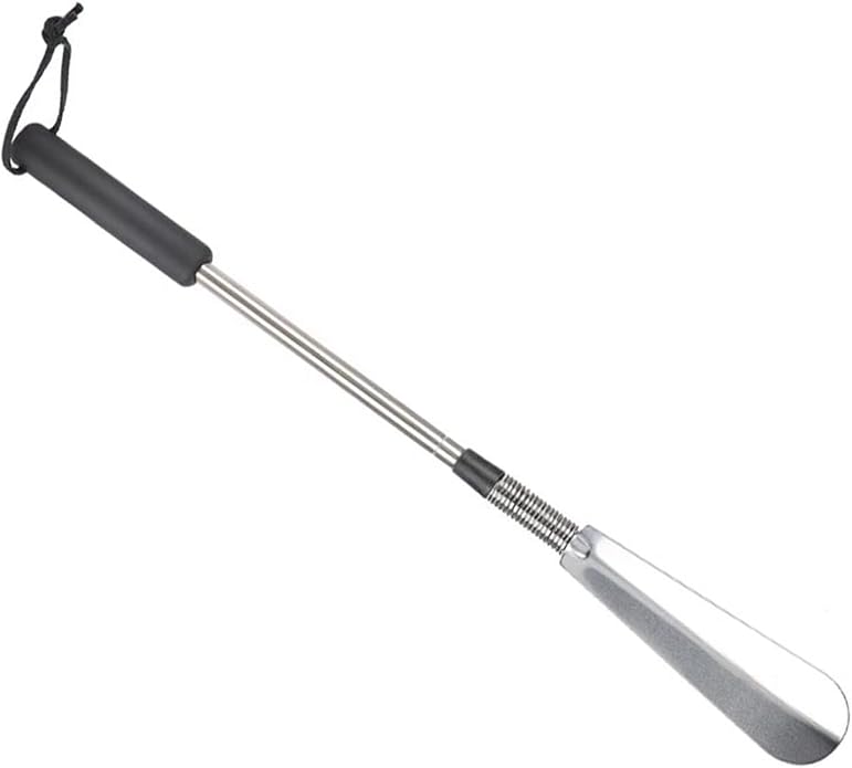 Shoehorn Aid with Long Handle Stainless Steel Spring Telescopic Shoe Horn Shoe Lifter for Elderly People,Pregnant woman and Move Inconvenient person