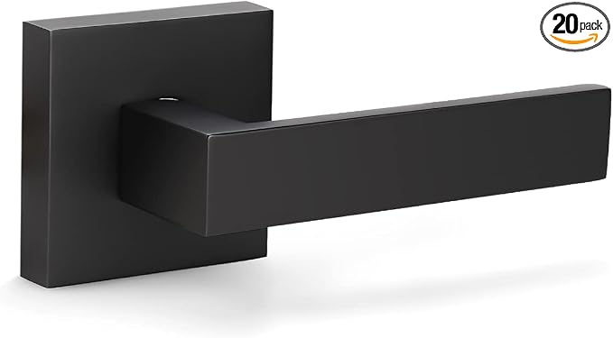 KNOBWELL Dummy Lever Door Handles 20 Pack, Interior Door Levers, Modern Square Non-Turning Right/Left Door Handle Levers