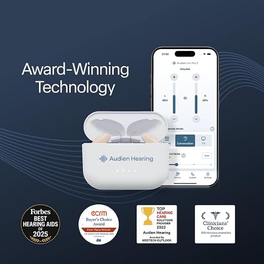 Audien ION Pro 2 Hearing Aids for Seniors & Adults | Advanced OTC, Bluetooth & App, Sound Check Included, FDA-Registered, Personalized Profiles, Halo Design