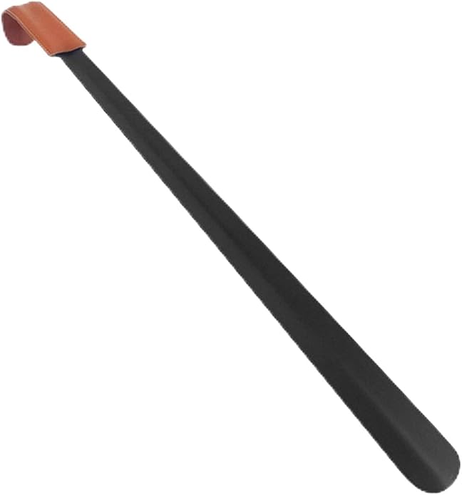 Redriver Metal Shoe Horn Long Handle for Seniors, 28.3'' Extra Long Shoehorn, Shoe Spoon Helpers to Put on Your Shoes for Boots Men Pregnant Women Kids(Brown Handle)
