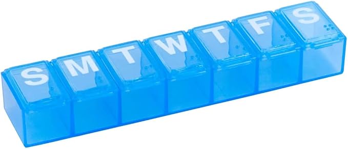 EZY DOSE Weekly (7-Day) Pill Organizer, Daily Vitamin Planner, Medicine Container, Case for Supplements and Fish Oils, Medium Compartments, Colors May Vary