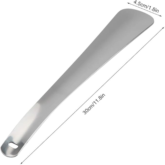 Stainless Steel Shoe Horn 11.8in Long Handle Shoe Helper for Seniors Pregnant Women Kids Heat Shoehorn for Easy Shoeing Easy to Use for Large Medium Small Feet Travel Storage Reversible Shoehorn