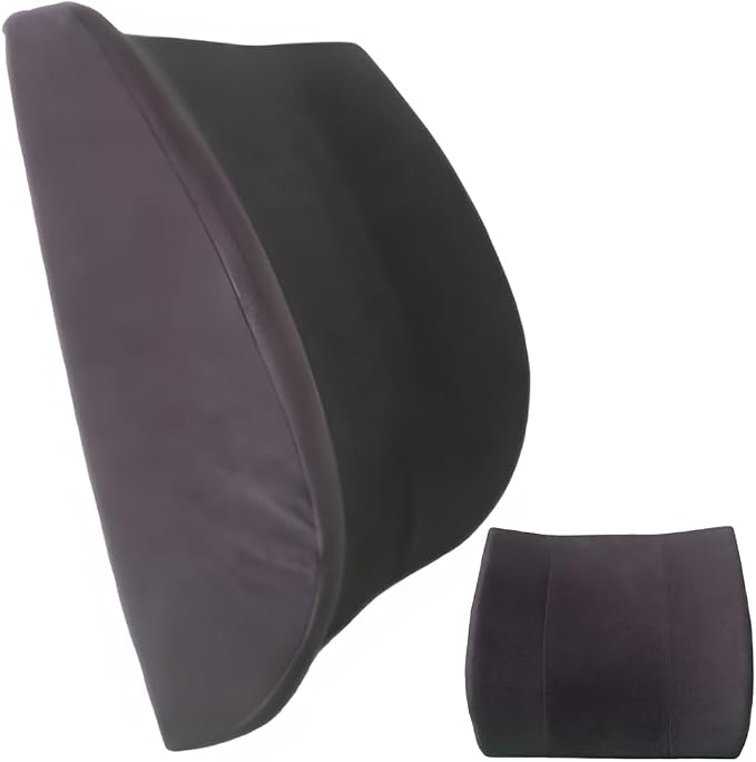 Orthopedic Back Cushion - Chiropractor-Designed Lumbar Support Pillow for Office Chair, Car, Home - High Resilience Foam, Ergonomic Design - Relieves Back Pain, Improves Posture - Black
