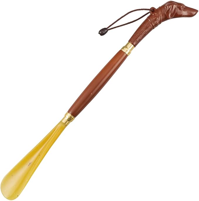 Shoe Horn Long Handle for Seniors [ Made in Japan ] 17.32 inch Stylish Design (Long Handled Shoehorn for Men) (Hunting dog design(17.32 inch))