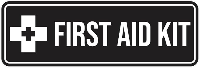 Standard First Aid Kit Sign (Black) - Large (10 Pack)