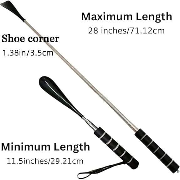 Shoe Horn Retractable Stainless Steel Long-Handle Foldable Shoe Puller for Seniors Extended Travel Pregnant Women 1 Pack
