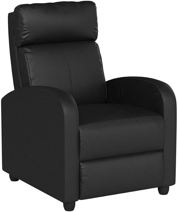 BestMassage | Recliner Chair | with 2 Point Massage Function | Black | with Lumbar Support, Adjustable Push Back, Wide Armrests, Footrest & Padded Seat | Easy Assembly | for Living Room, Home Theatre | with Lumbar Support, Adjustable Push Back, Wide Ar...