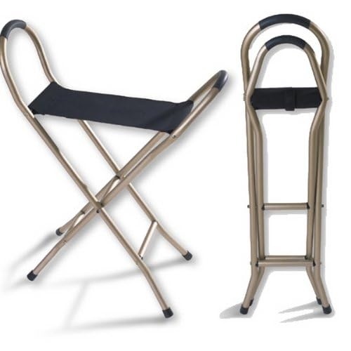 Walking Cane with Seat Folding Lightweight - Portable Walking Stick with Seat for Seniors, Seat Cane with Chair with 4 Non-Slip Legs & Comfortable Handle, 21” Cane Chair with 250 lb Weight Capacity