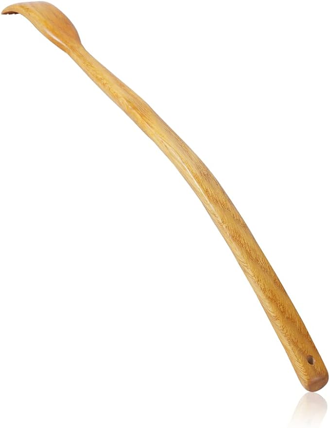 ITCHY-BAN Oversized Wooden Back Scratcher: 18'' Extended Curved Handle for Better Reach, Handcrafted to Perfection, Instant Itch Relief, Gentle on Skin Leave No Scratch Marks (Yellow)
