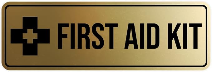 Standard First Aid Kit Sign (Brushed Gold) - Large (10 Pack)