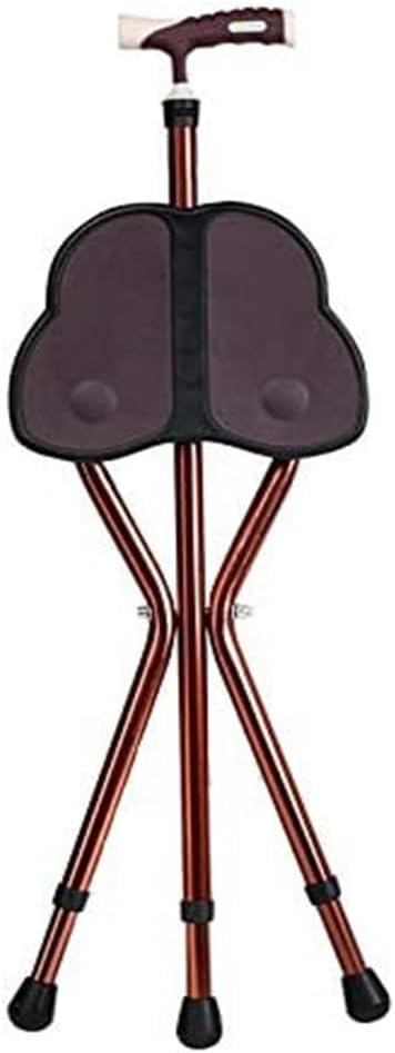 Folding Cane Seat 441 lbs Capacity Thick Aluminum Alloy Cane Stool Crutch Chair Seat Three-Legged Cane Seats Highly Adjustable Walking Stick Tall Unisex for Elderly As Gift