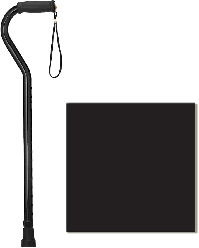 NOVA Heavy Duty Walking Cane with Offset Handle, 500 lb. Weight Capacity, Bariatric & Lightweight Adjustable Walking Stick with Carrying Strap, Black