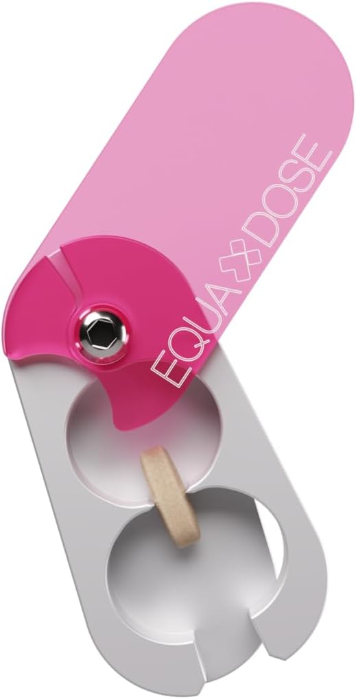 EQUADOSE Pill Splitter with Premium and Durable Aluminum Blades, Safely and Cleanly Cuts Small and Large Tablets, Vitamins, and Pills, Easy Tablet Divider for Accurate Medication Dosing, Pink