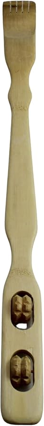 Dependable Industries inc. Essentials Bamboo Wood Back Scratcher with Massage Rollers Long Reach Therapeutic
