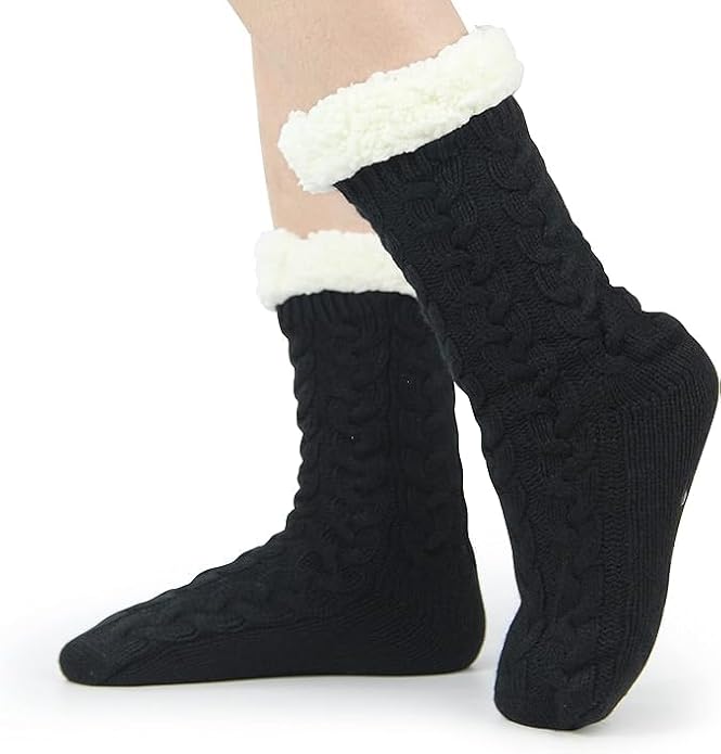BenSorts Women Winter Thick Slipper Socks with Grippers Non Slip Warm Fuzzy Socks Christmas Gifts