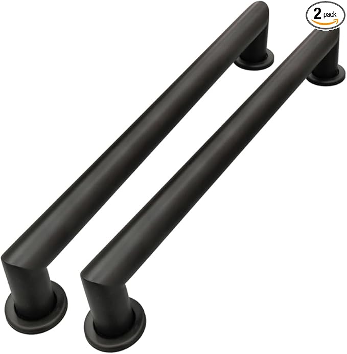 Handicap Grab Bars, Right Angle 2 Pack 18 Inch Shower Grab Bar for Seniors, 304 Stainless Steel ADA Grab Bars for Bathtubs and Showers, Safety Shower Handles for Elderly, Disabled (Matte Black)