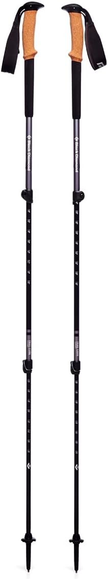 BLACK DIAMOND Trail Trekking Poles (Pair) | Lightweight Aluminum Hiking Poles | Natural, Cork, or Foam Grips | FlickLock Adjustable Shafts for All-Season Stability