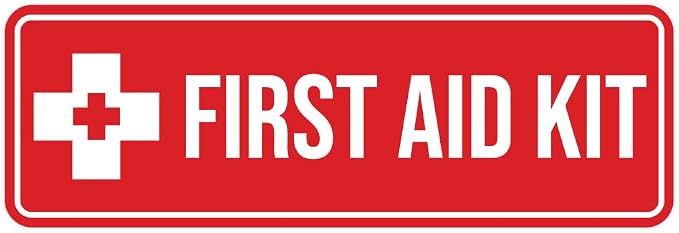 Standard First Aid Kit Sign (Red) - Medium (2 Pack)