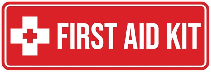 Standard First Aid Kit Sign (Red) - Small (5 Pack)